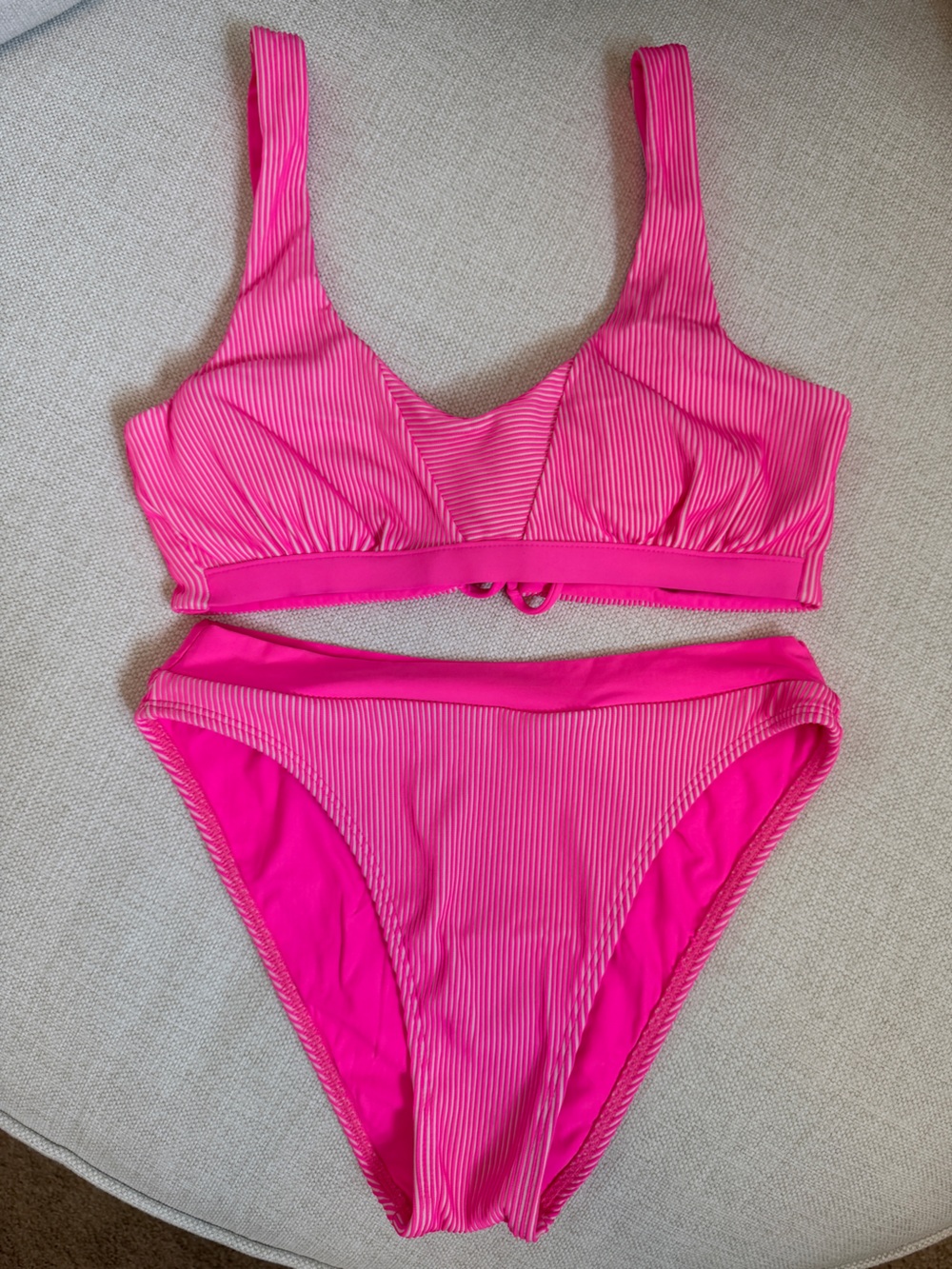 Luli Fama Pink Ribbed Bikini Top & Bottom